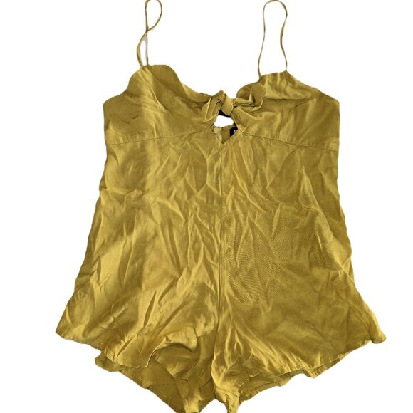 Motel Gold Romper with Tie Front, Adjustable Straps, and Cutout -Size Medium NWT - Picture 1 of 5